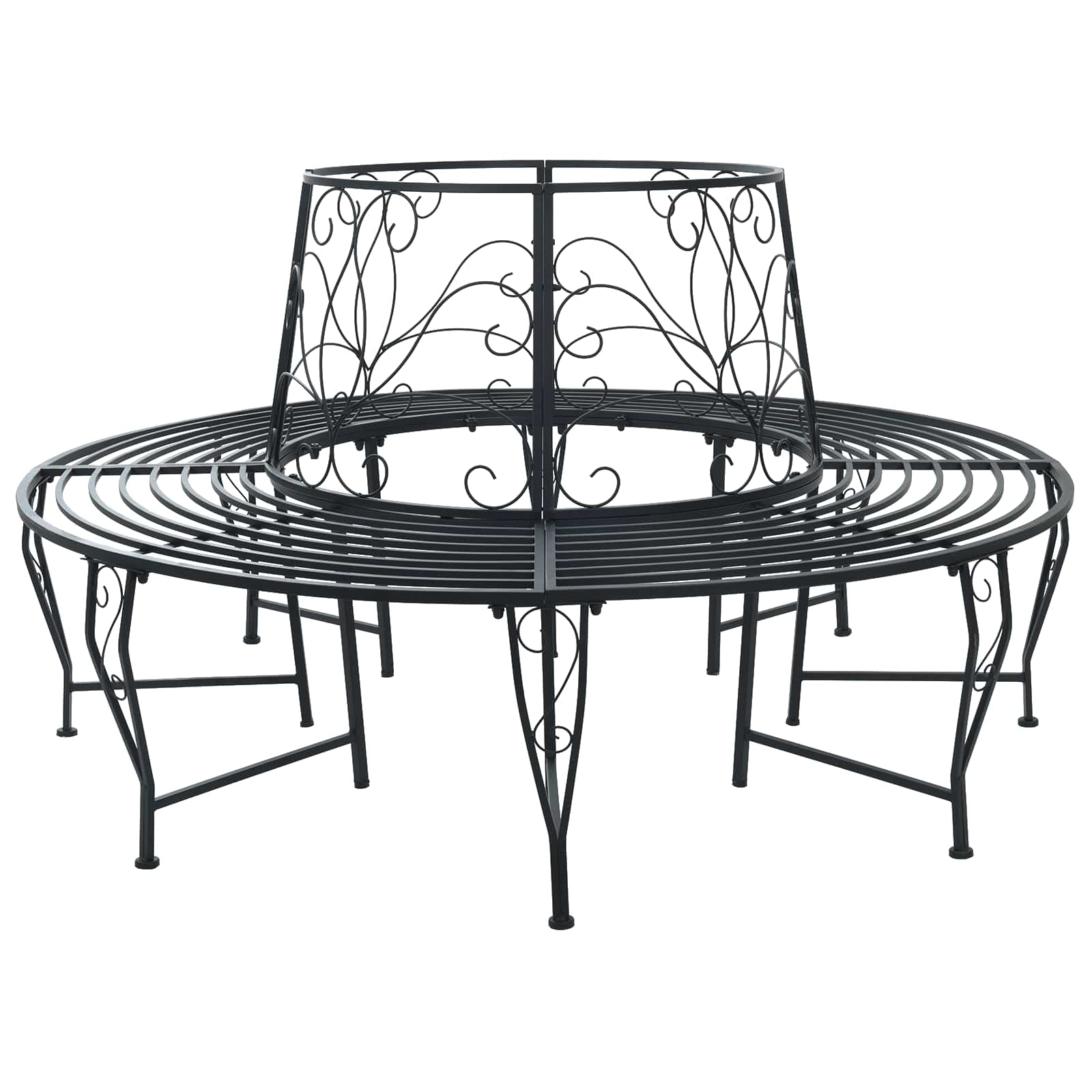 Trädbänk 8-Antal Sittplatser Ø 160 X 89 Cm Stål Svart Rund