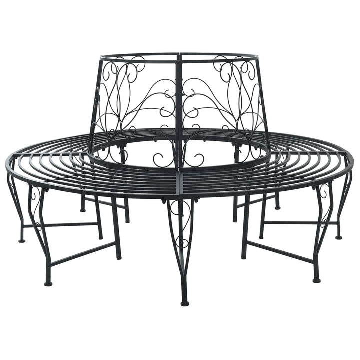 Trädbänk 8-Antal Sittplatser Ø 160 X 89 Cm Stål Svart Rund