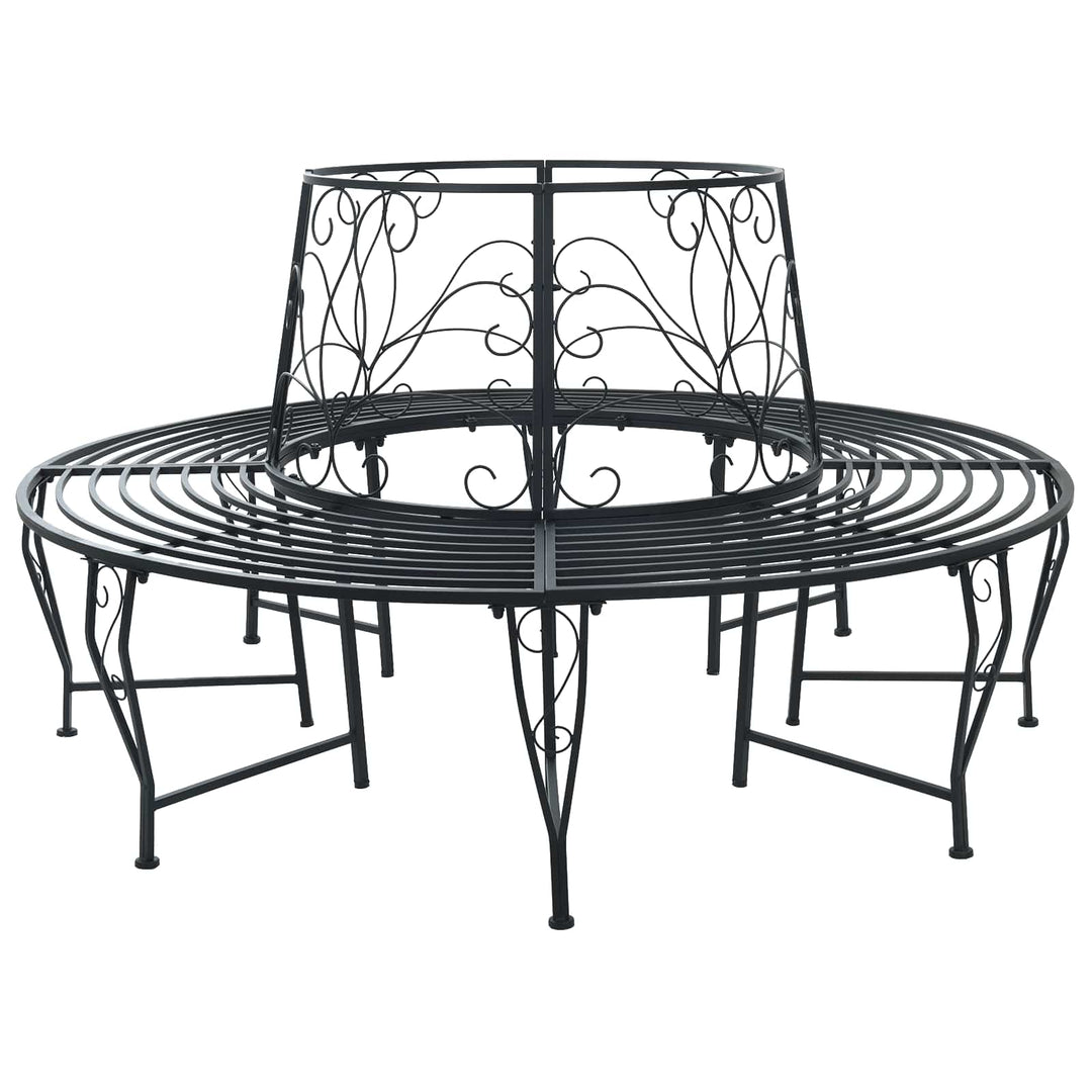 Trädbänk 8-Antal Sittplatser Ø 160 X 89 Cm Stål Svart Rund