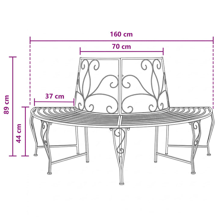 Trädbänk 4-Antal Sittplatser 160 X 80 X 89 Cm Stål Svart