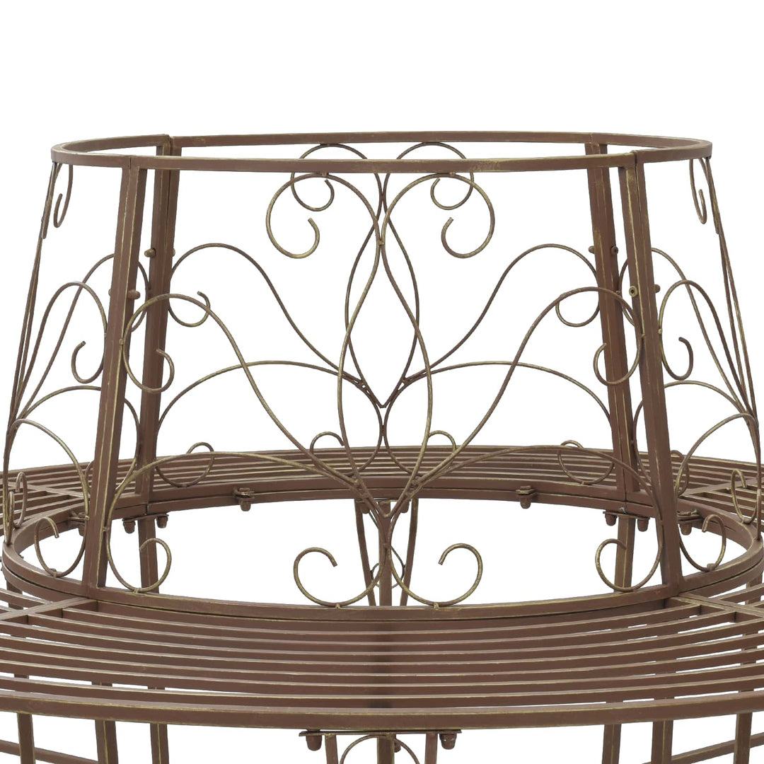 Trädbänk 8-Antal Sittplatser Ø 160 X 89 Cm Stål Antikbrun Rund