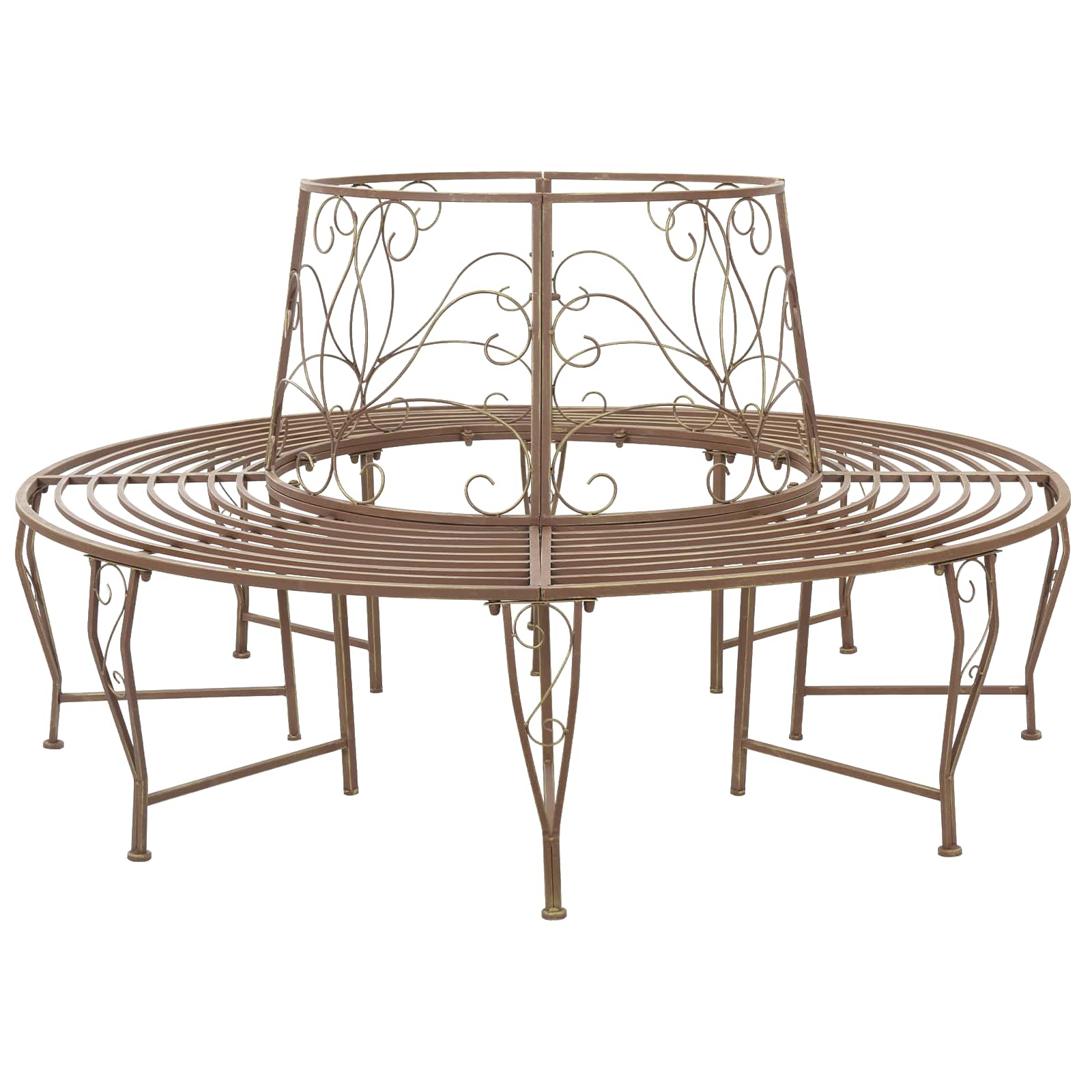 Trädbänk 8-Antal Sittplatser Ø 160 X 89 Cm Stål Antikbrun Rund