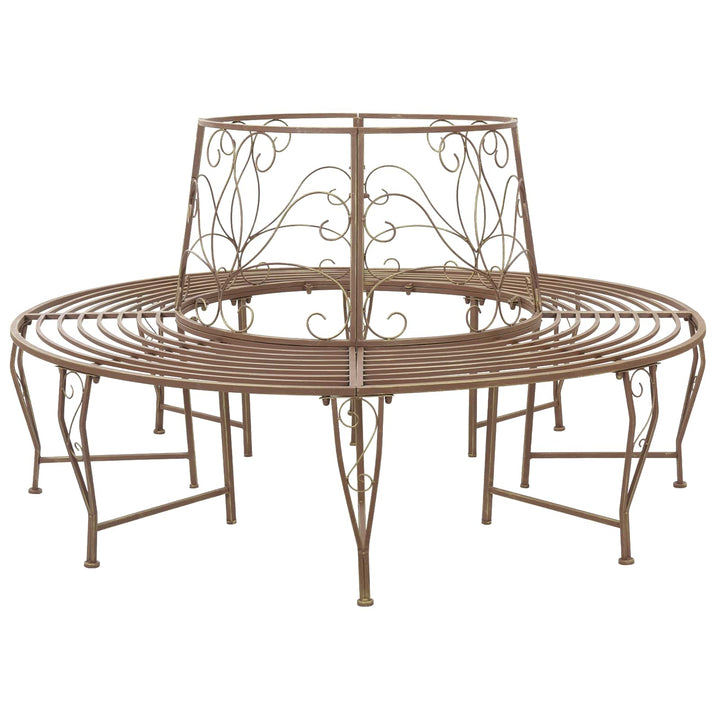 Trädbänk 8-Antal Sittplatser Ø 160 X 89 Cm Stål Antikbrun Rund