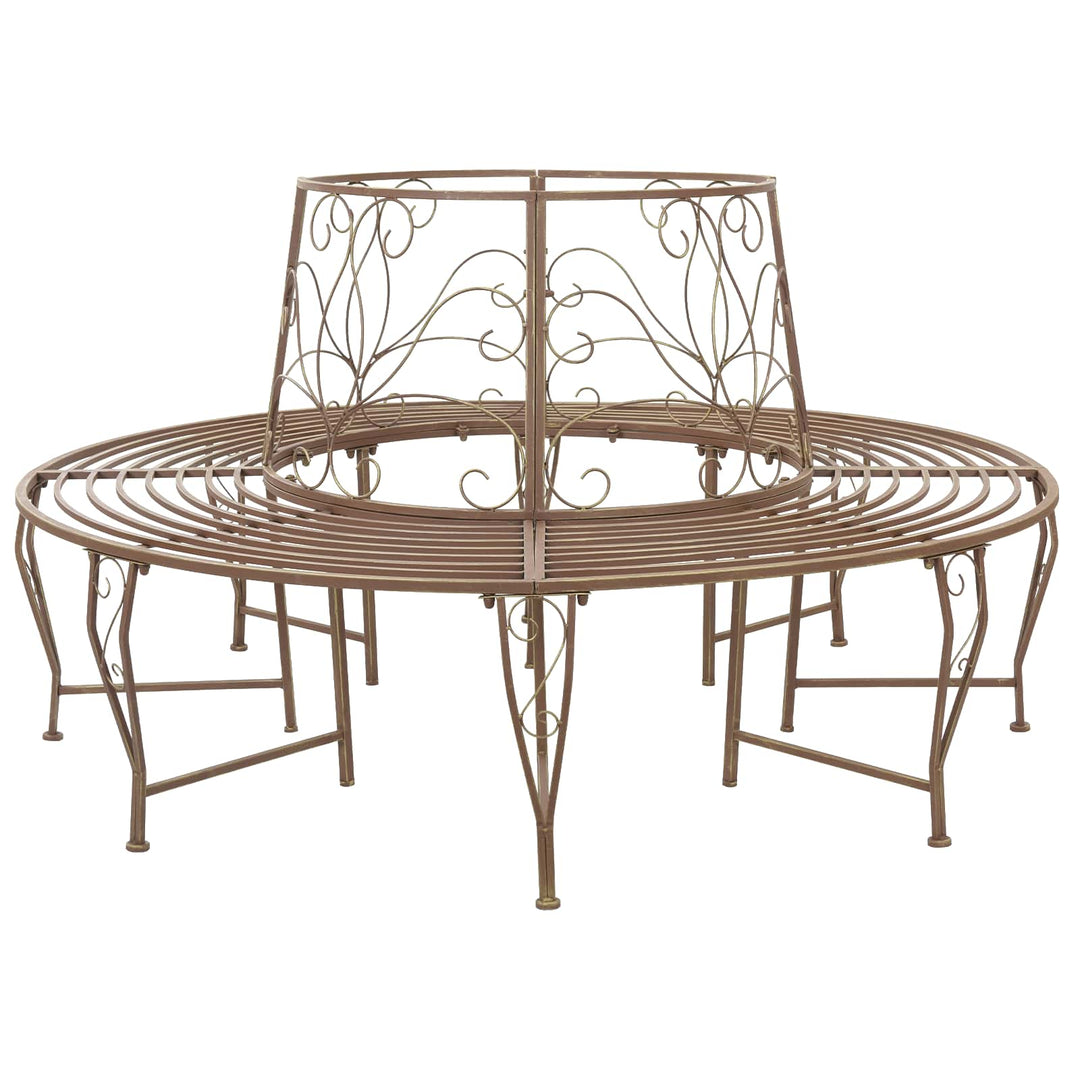 Trädbänk 8-Antal Sittplatser Ø 160 X 89 Cm Stål Antikbrun Rund