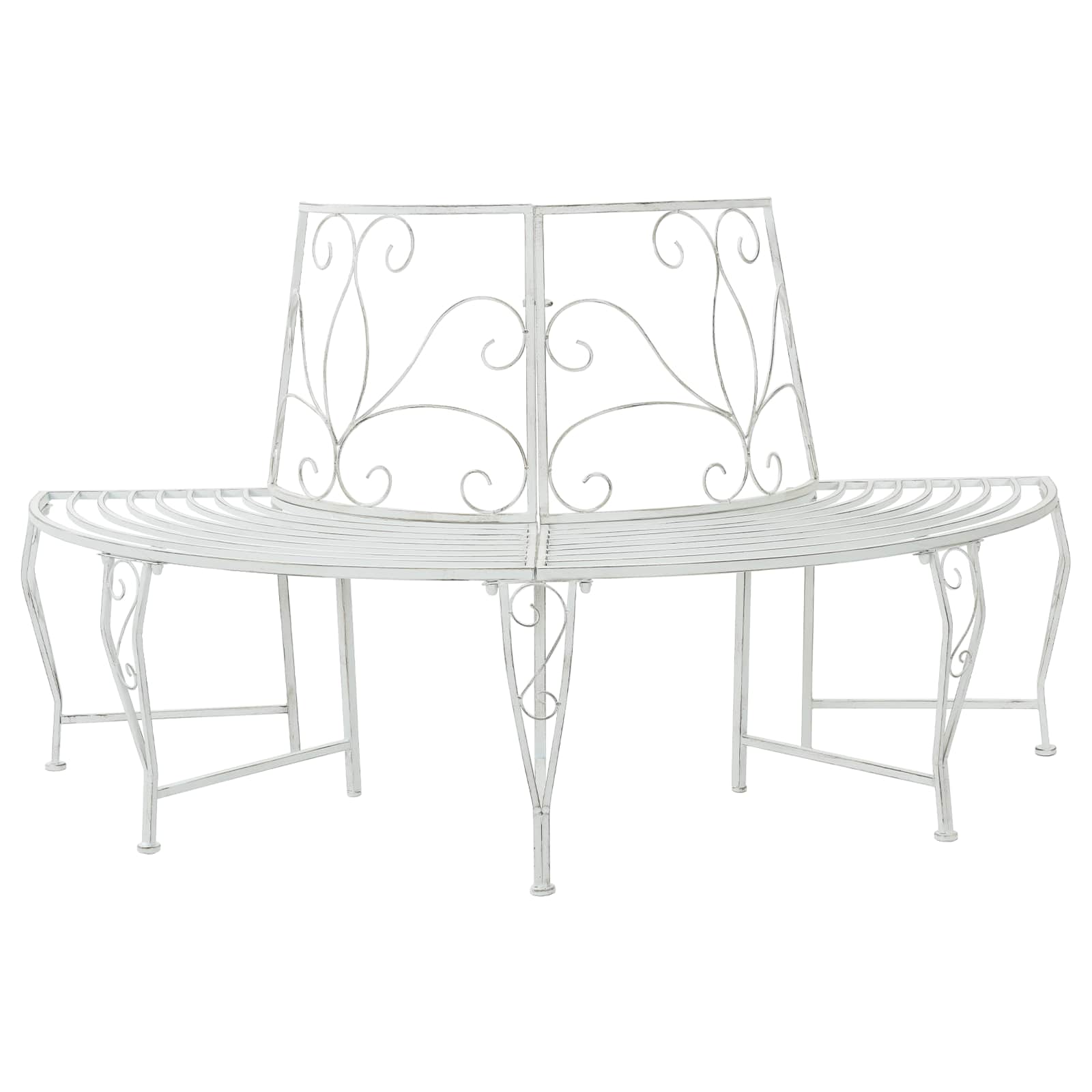 Trädbänk 4-Antal Sittplatser 160 X 80 X 89 Cm Stål Antik Vit
