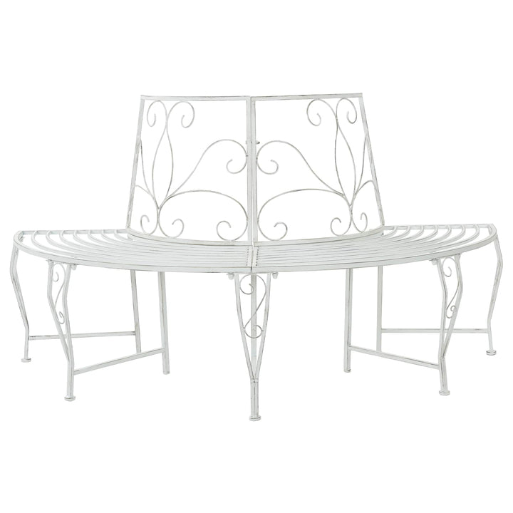 Trädbänk 4-Antal Sittplatser 160 X 80 X 89 Cm Stål Antik Vit