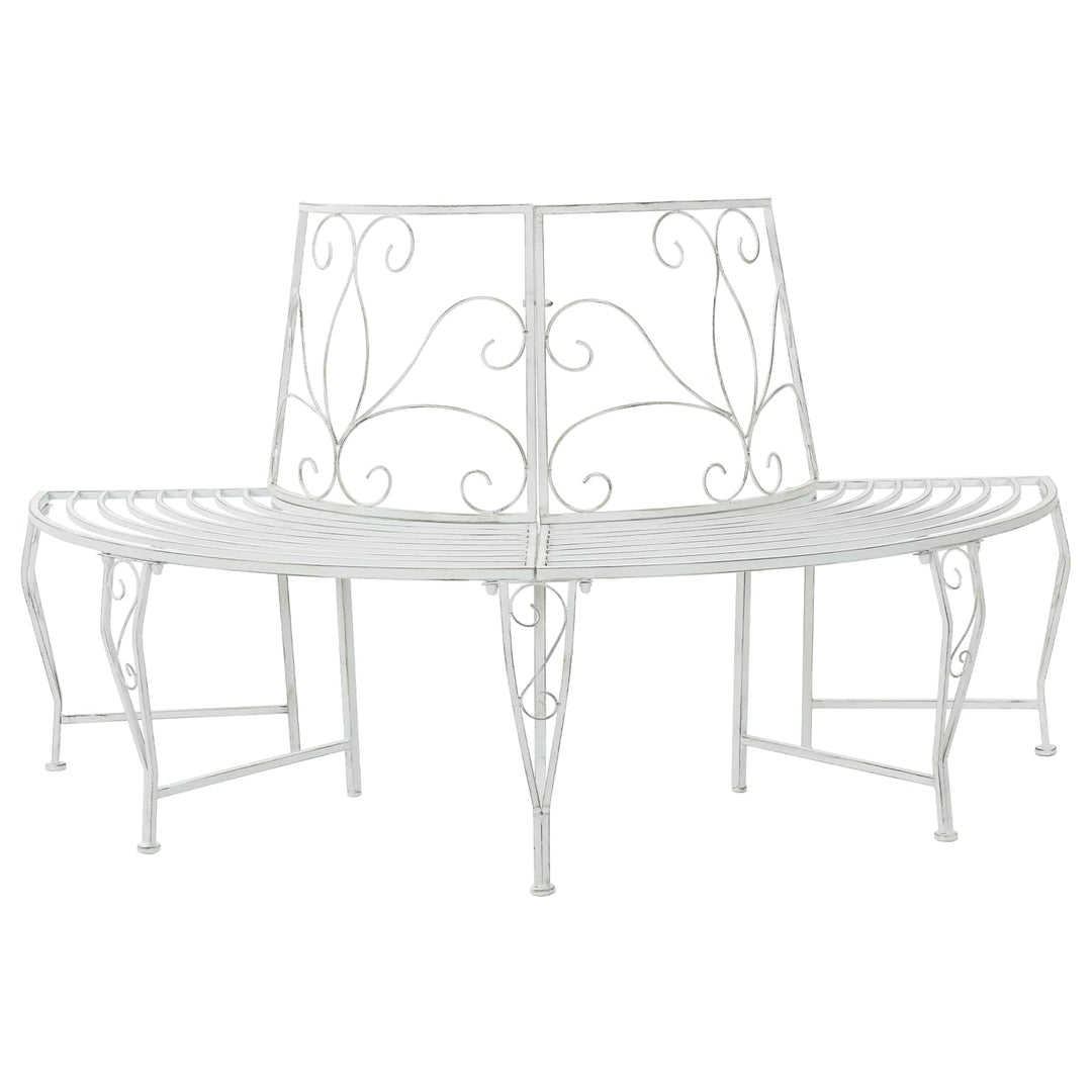 Trädbänk 4-Antal Sittplatser 160 X 80 X 89 Cm Stål Antik Vit