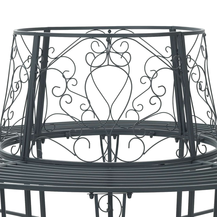 Trädbänk 8-Antal Sittplatser Ø 160 X 89 Cm Stål Silvergrå Rund