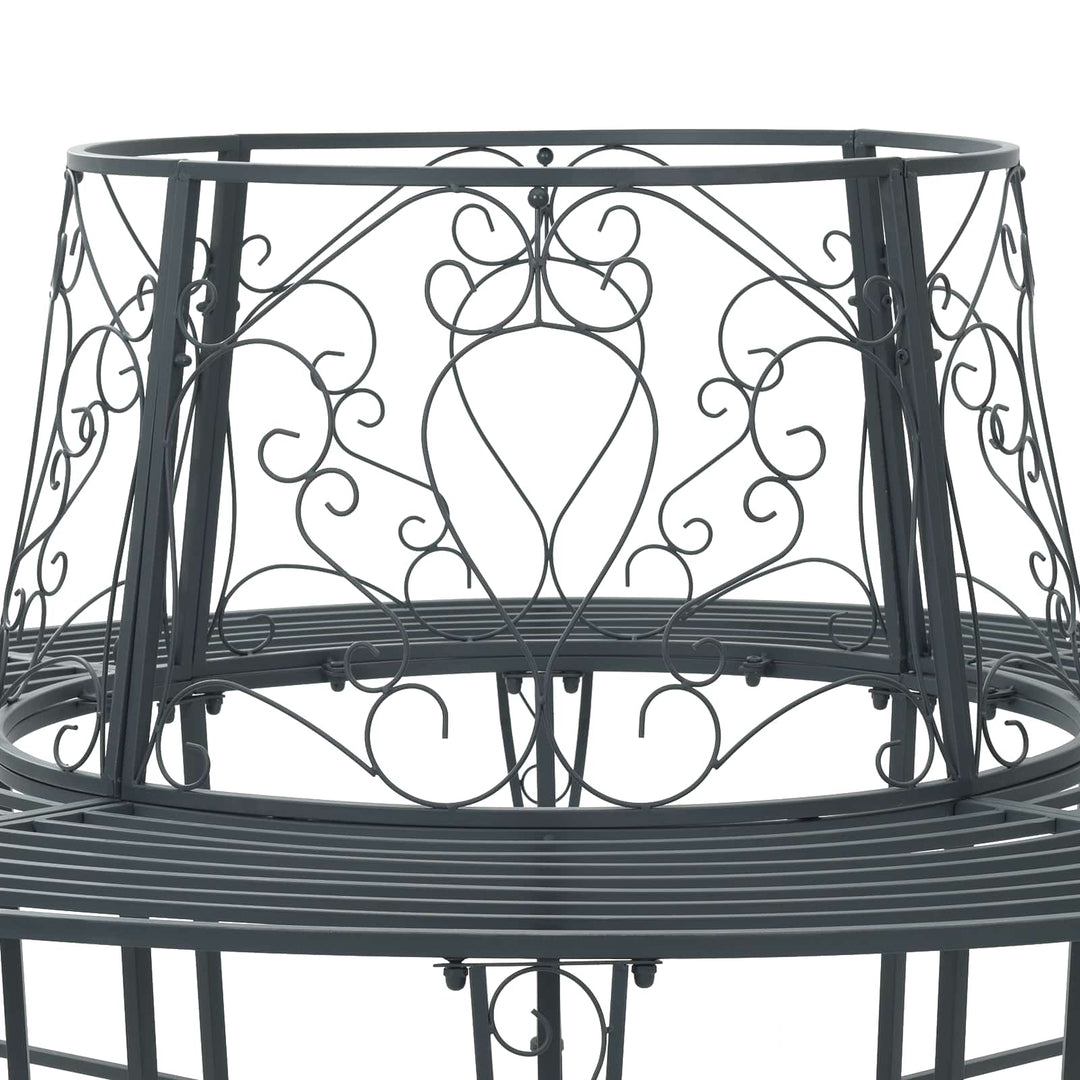 Trädbänk 8-Antal Sittplatser Ø 160 X 89 Cm Stål Silvergrå Rund