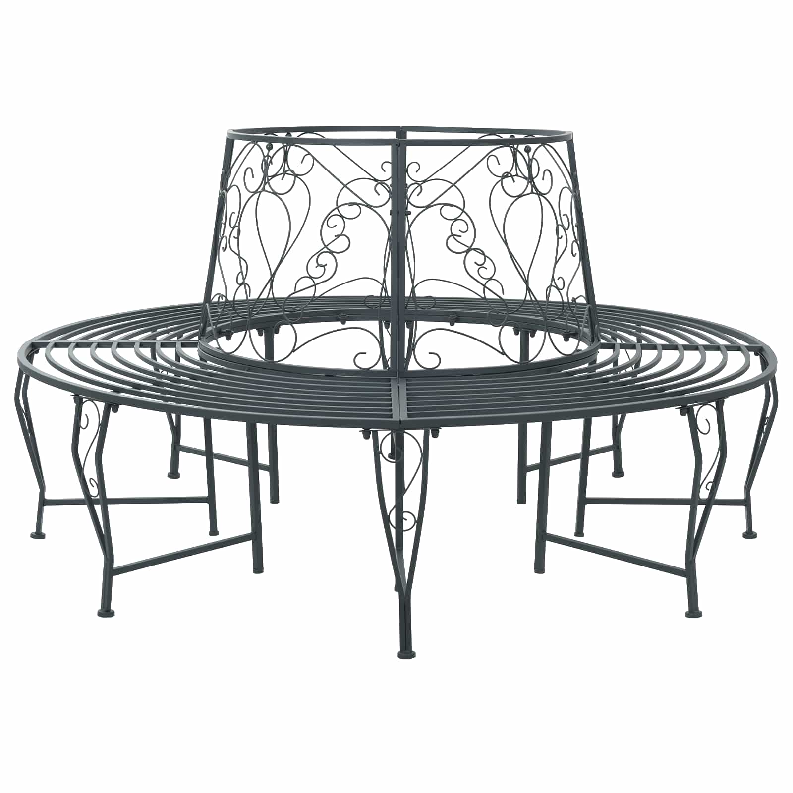 Trädbänk 8-Antal Sittplatser Ø 160 X 89 Cm Stål Silvergrå Rund