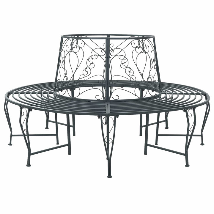 Trädbänk 8-Antal Sittplatser Ø 160 X 89 Cm Stål Silvergrå Rund
