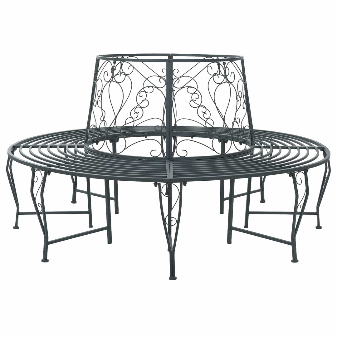 Trädbänk 8-Antal Sittplatser Ø 160 X 89 Cm Stål Silvergrå Rund