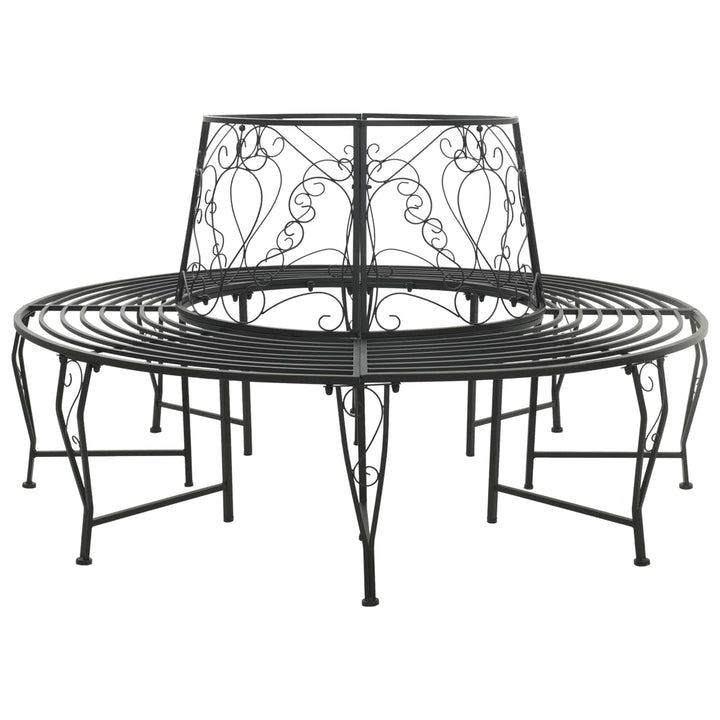 Trädbänk 8-Antal Sittplatser Ø 160 X 89 Cm Stål Svart Rund