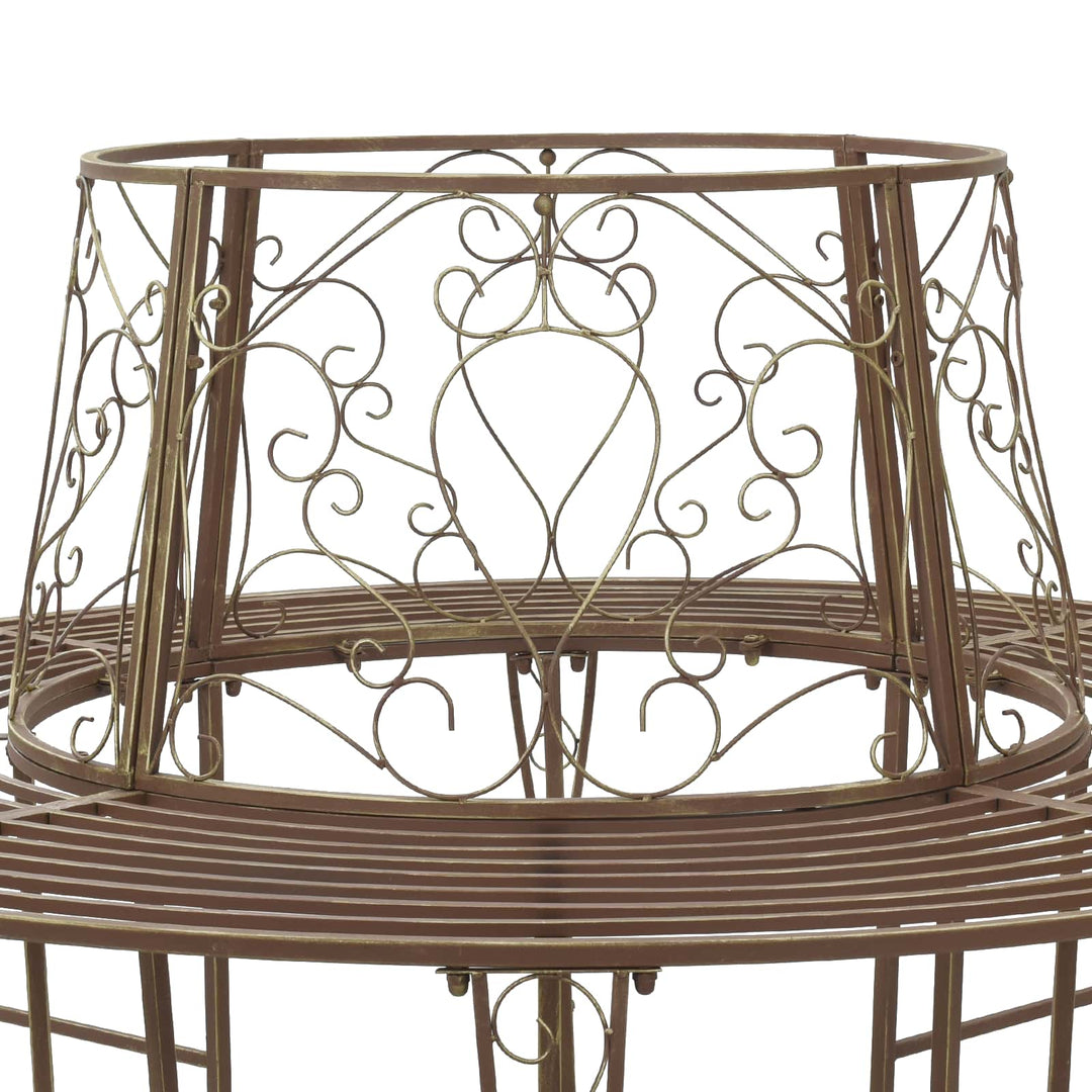 Trädbänk 8-Antal Sittplatser Ø 160 X 89 Cm Stål Antikbrun Rund