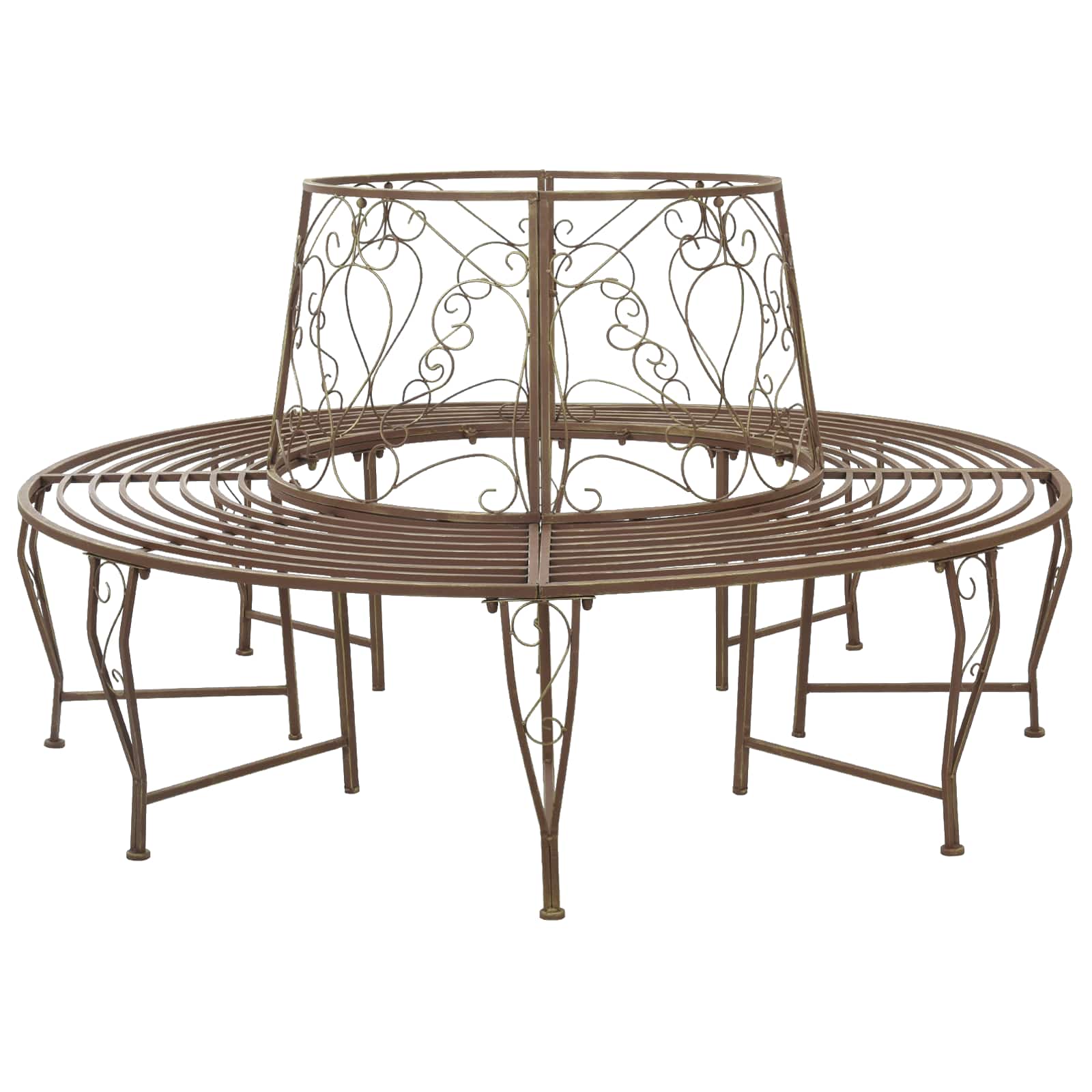 Trädbänk 8-Antal Sittplatser Ø 160 X 89 Cm Stål Antikbrun Rund