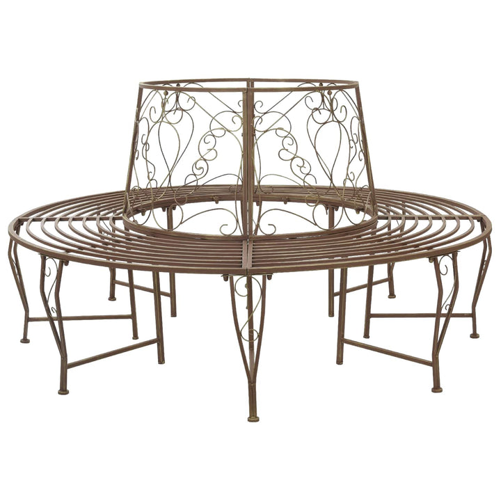 Trädbänk 8-Antal Sittplatser Ø 160 X 89 Cm Stål Antikbrun Rund