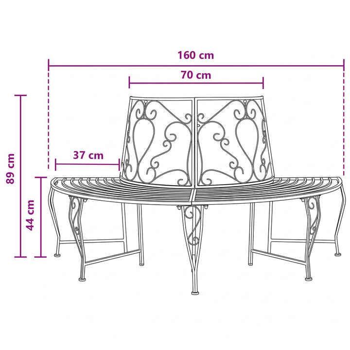 Trädbänk 4-Antal Sittplatser 160 X 80 X 89 Cm Stål Antikbrun
