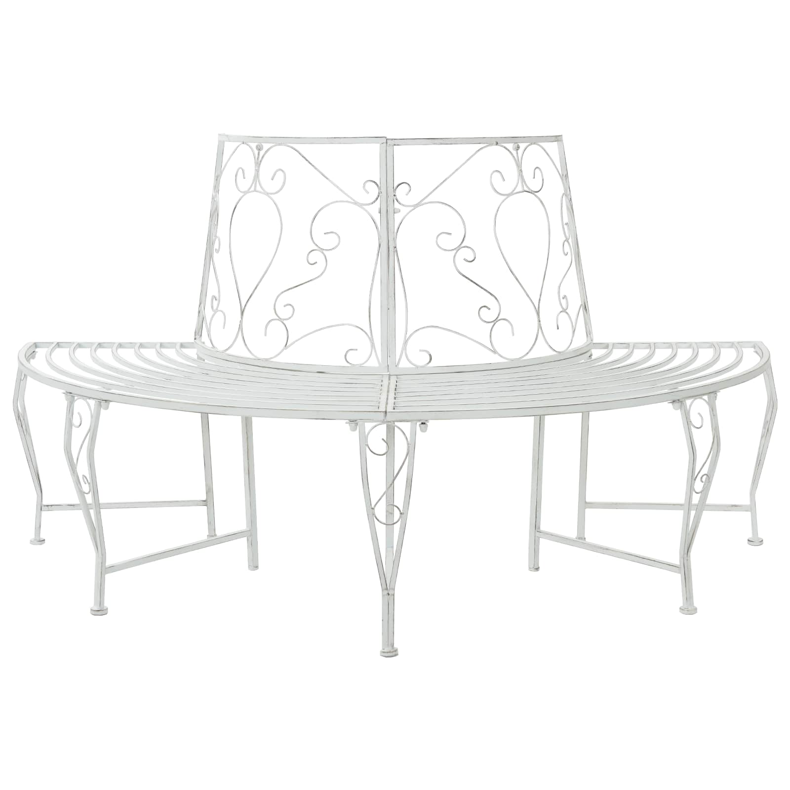Trädbänk 4-Antal Sittplatser 160 X 80 X 89 Cm Stål Antik Vit