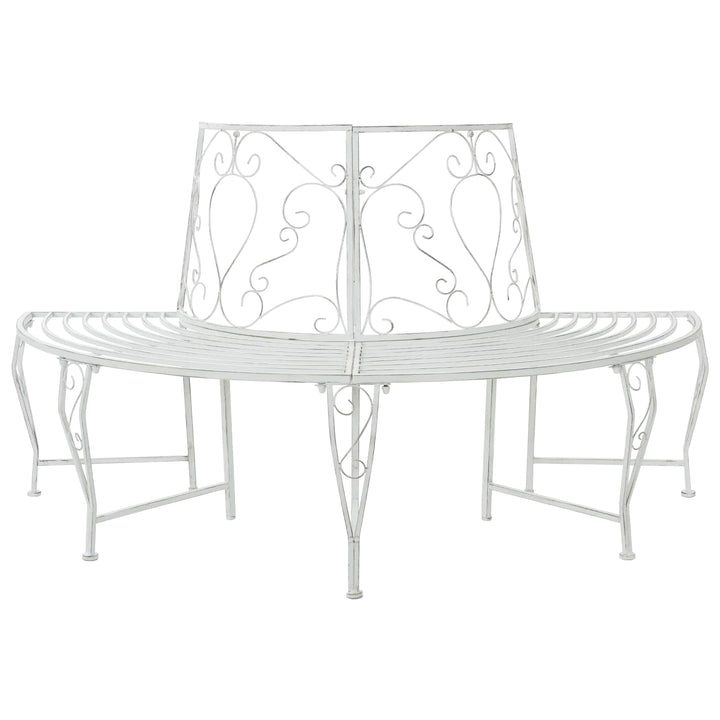 Trädbänk 4-Antal Sittplatser 160 X 80 X 89 Cm Stål Antik Vit