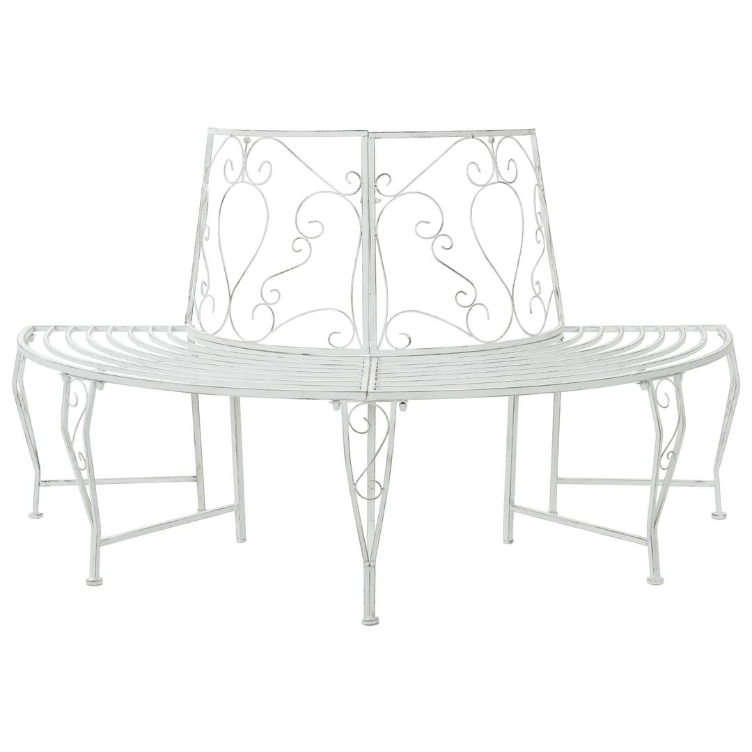 Trädbänk 4-Antal Sittplatser 160 X 80 X 89 Cm Stål Antik Vit