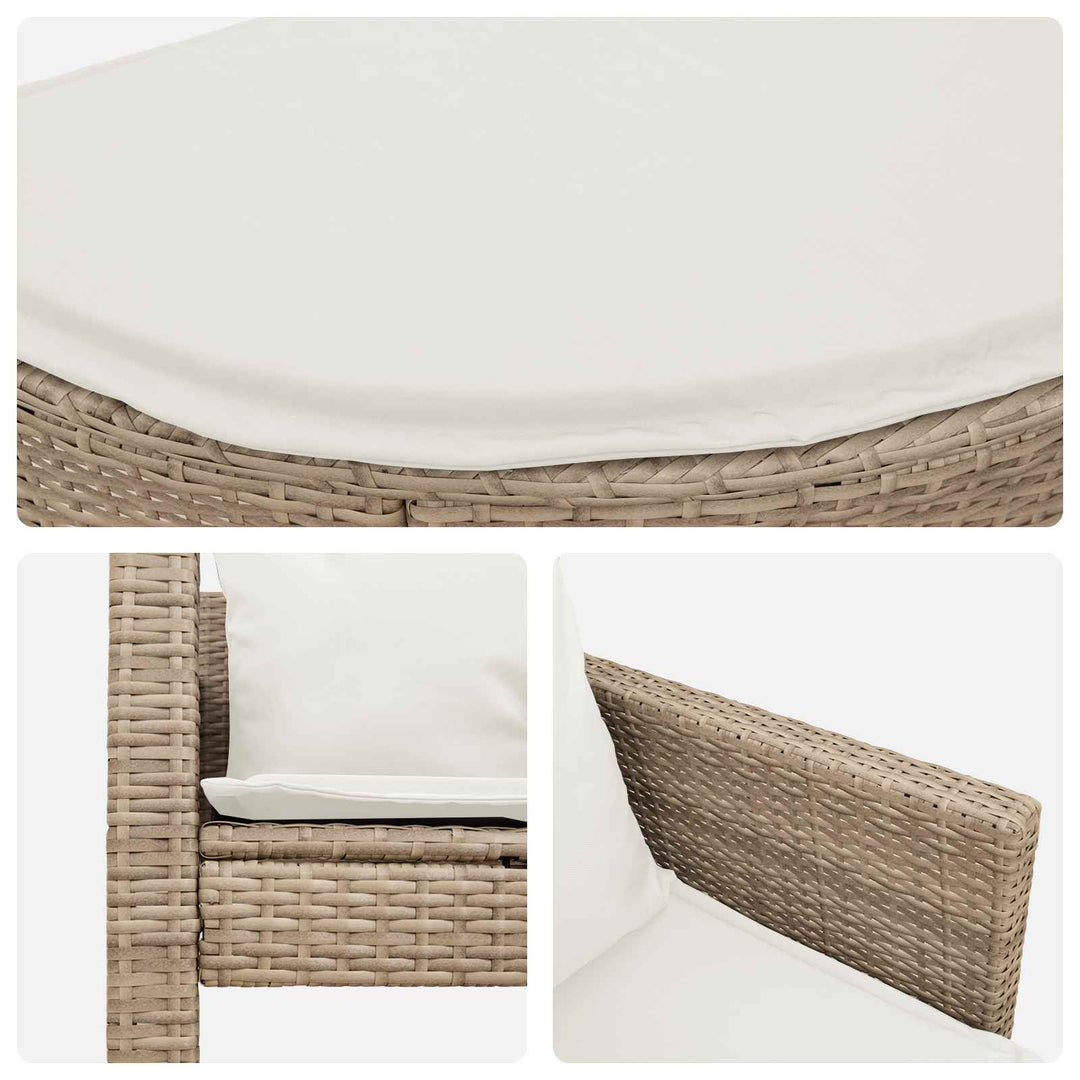 Trädgårdsoffa Med Kudde 8 Pcs Beige Och Krämvit Konstrotting
