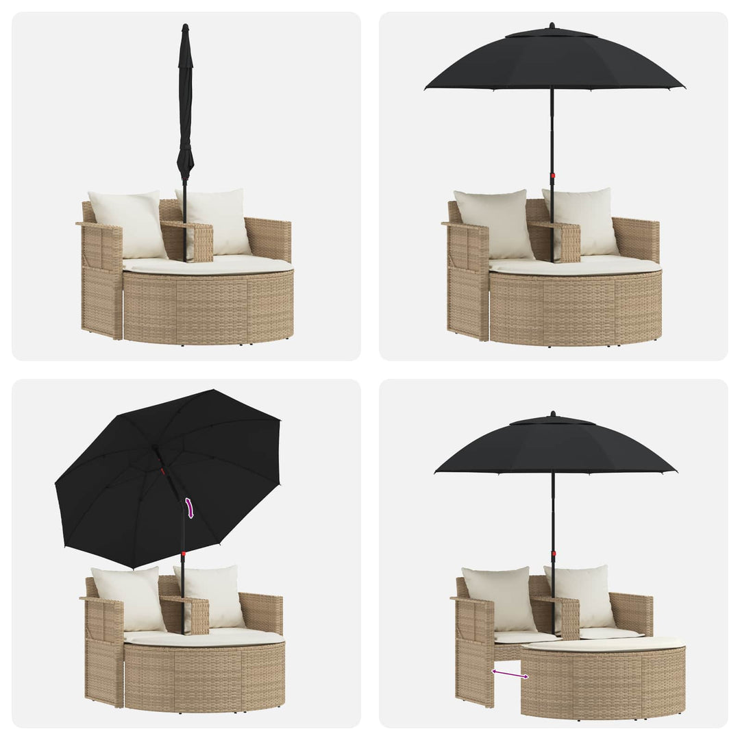 Trädgårdsoffa Med Kudde 8 Pcs Beige Och Krämvit Konstrotting