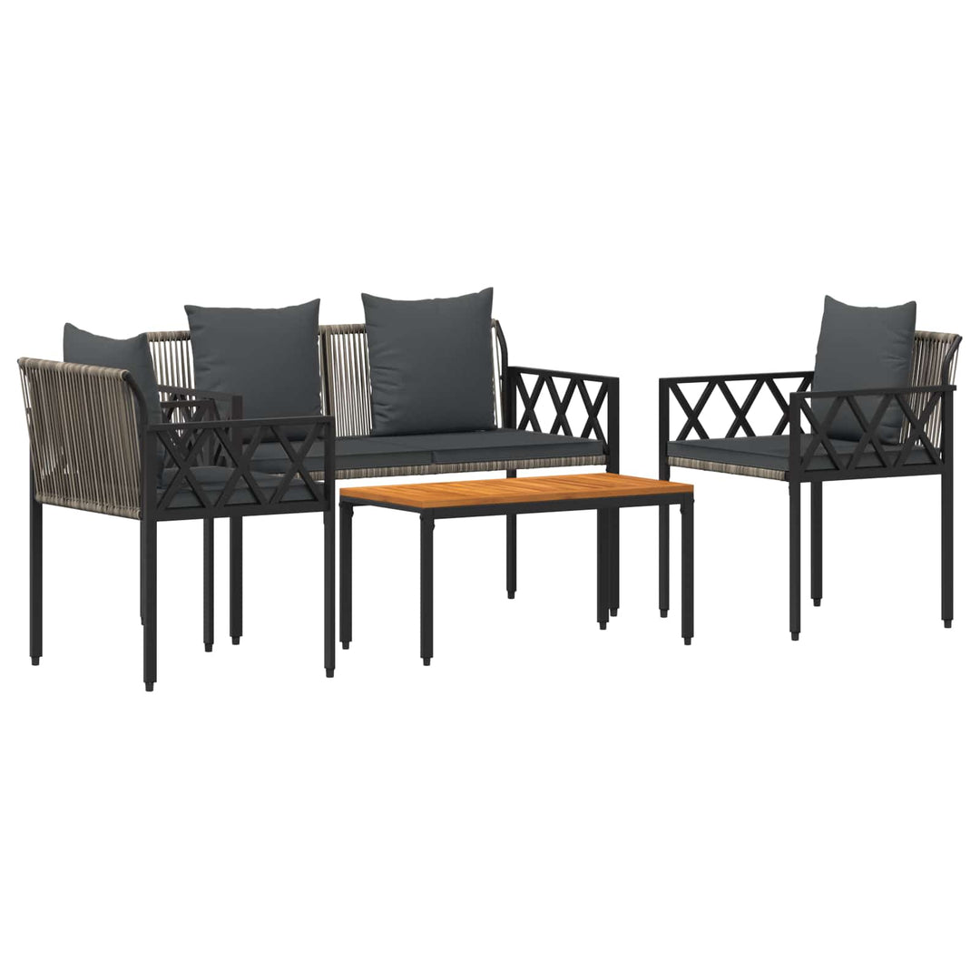 Utemöbelset 4 Pcs Grå Och Mörkgrå Konstrotting