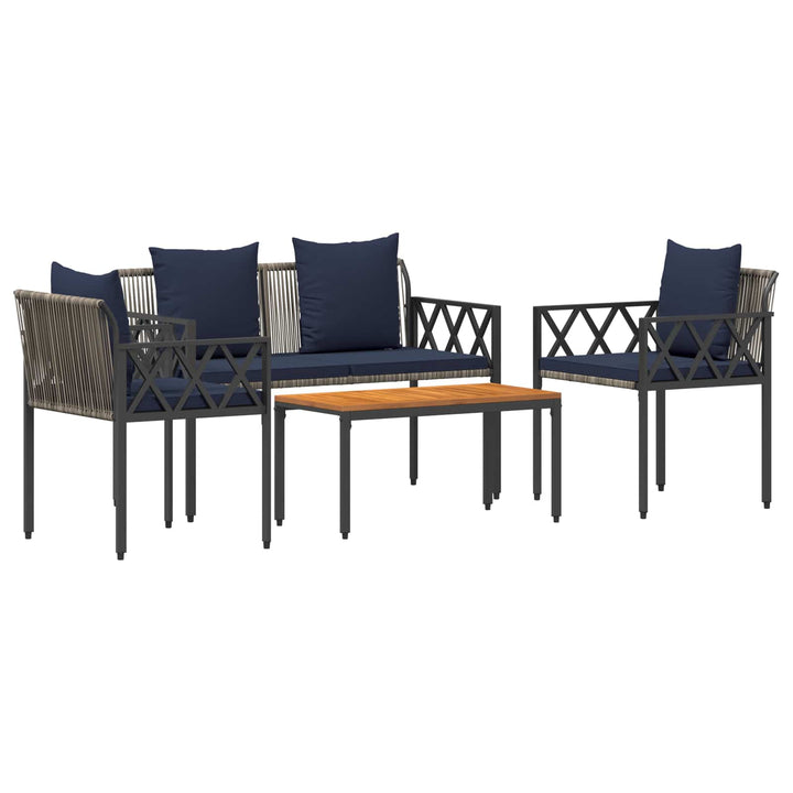Utemöbelset 4 Pcs Grå Och Marinblå Konstrotting