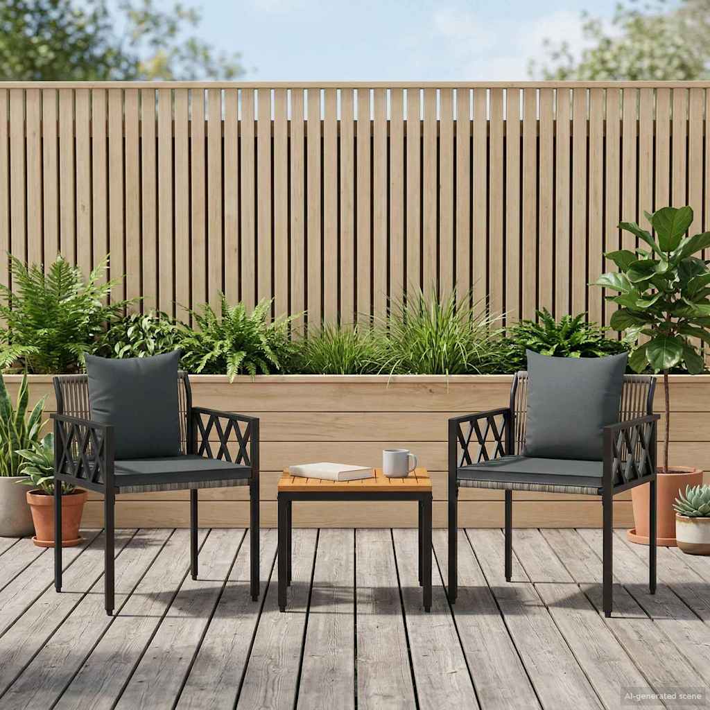 Utemöbelset 3 Pcs Grå Och Mörkgrå Konstrotting