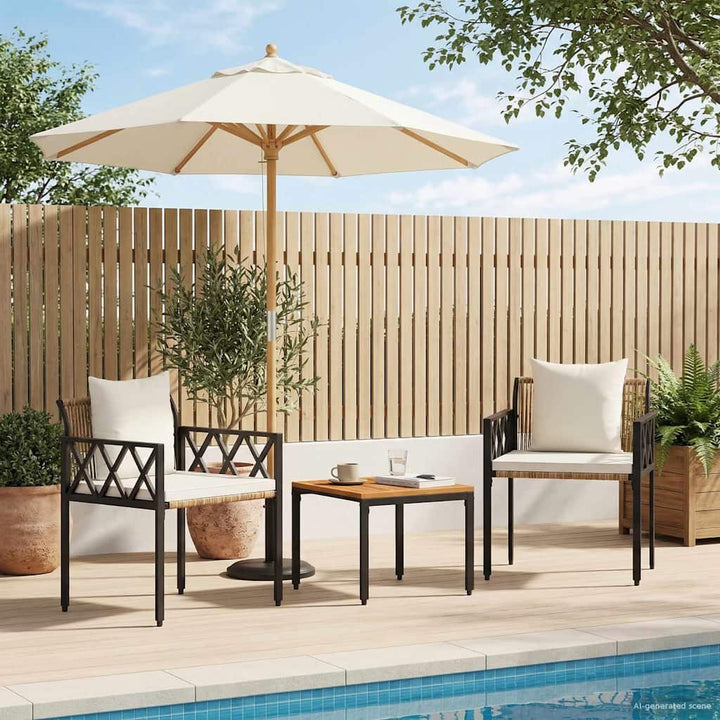 Utemöbelset 3 Pcs Brun Och Krämvit Konstrotting