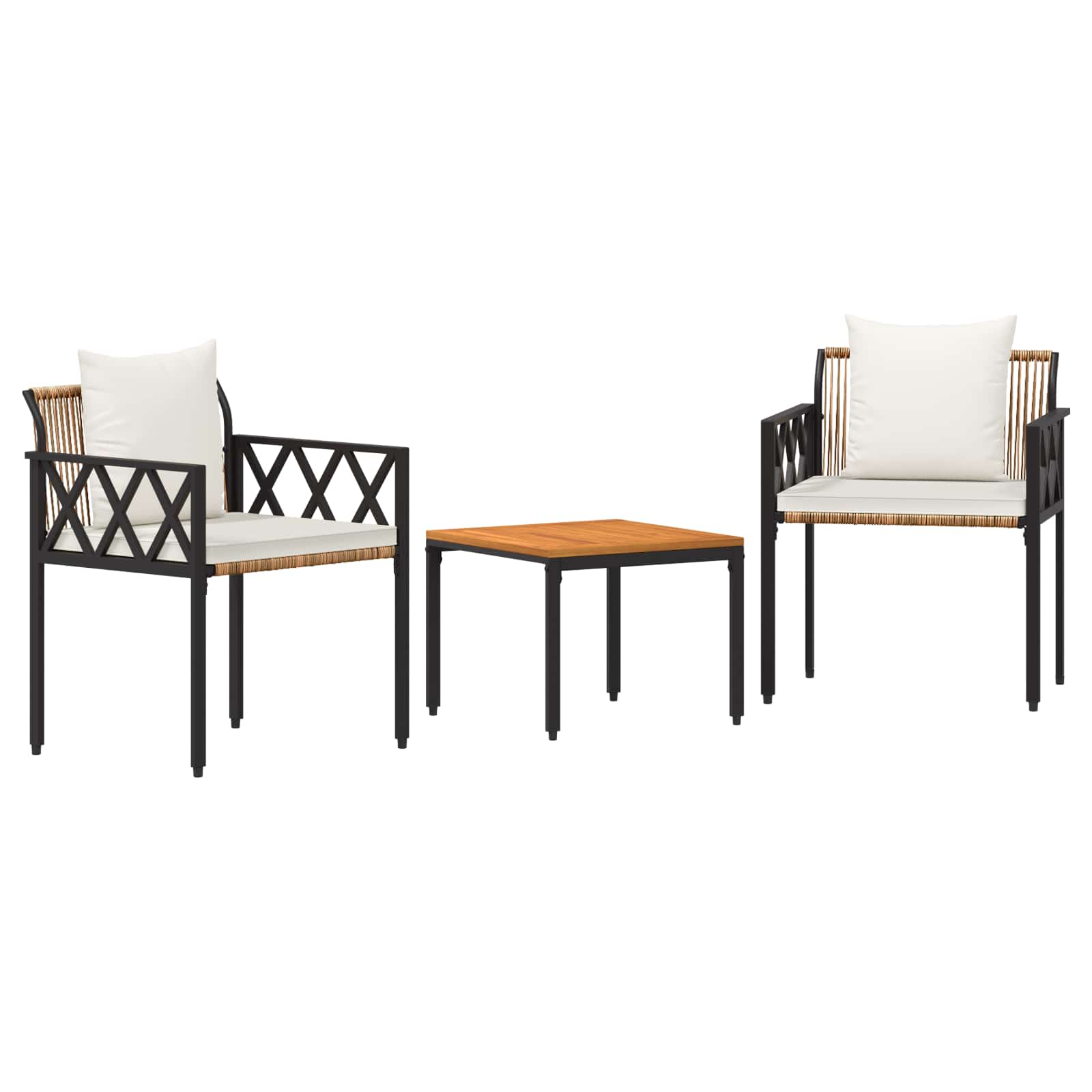 Utemöbelset 3 Pcs Brun Och Krämvit Konstrotting