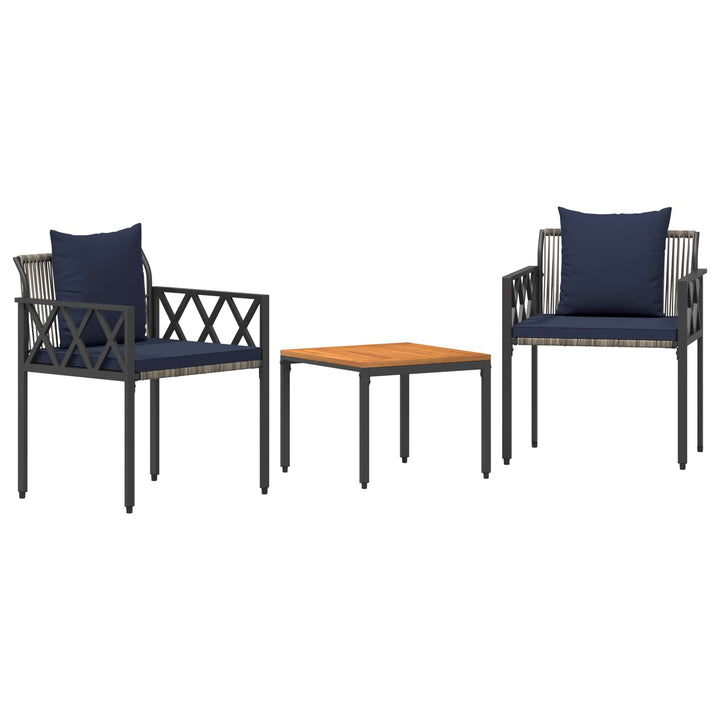 Utemöbelset 3 Pcs Grå Och Marinblå Konstrotting