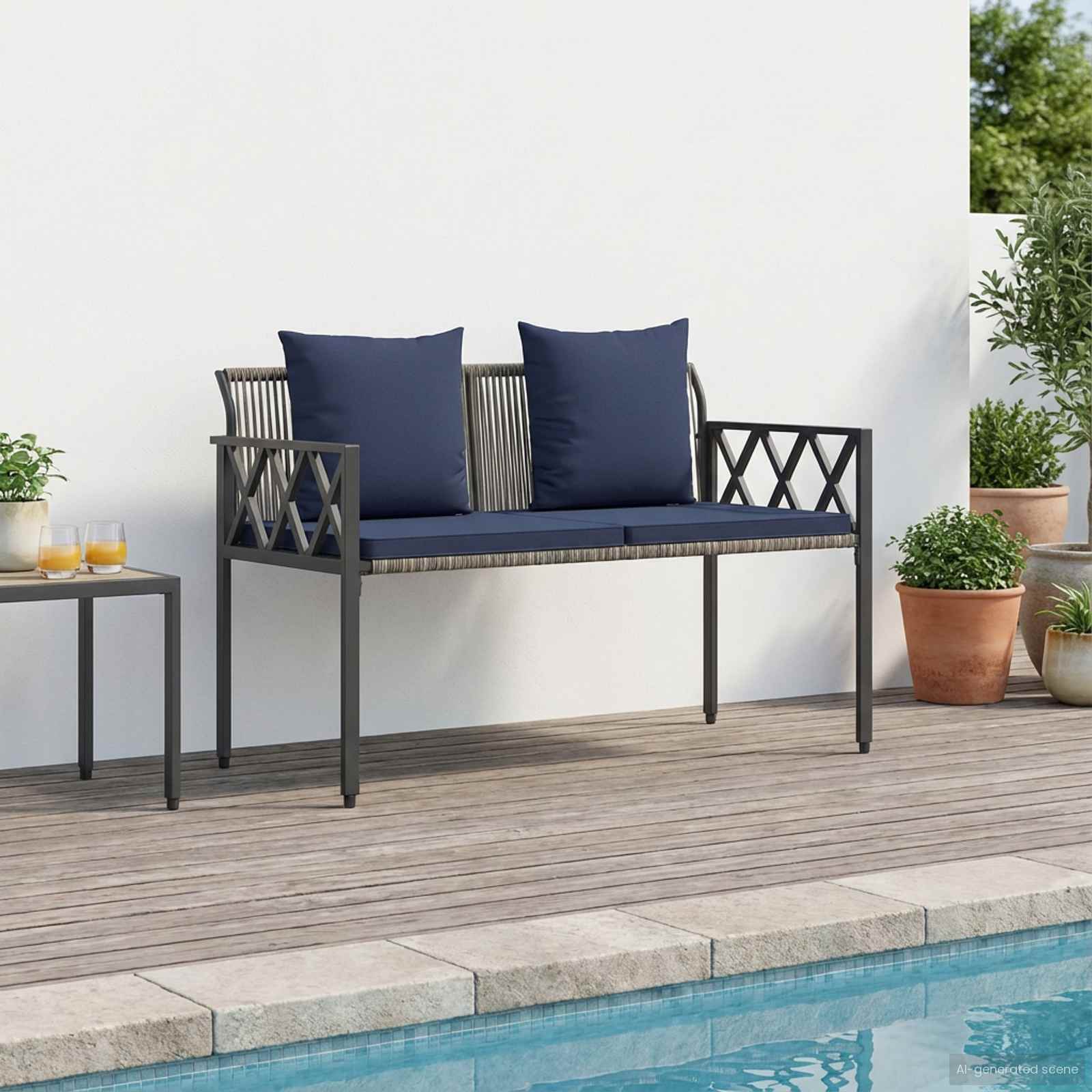 Utomhusbänkar 2 -Seater 116 X 56 X 75 Cm Konstrotting