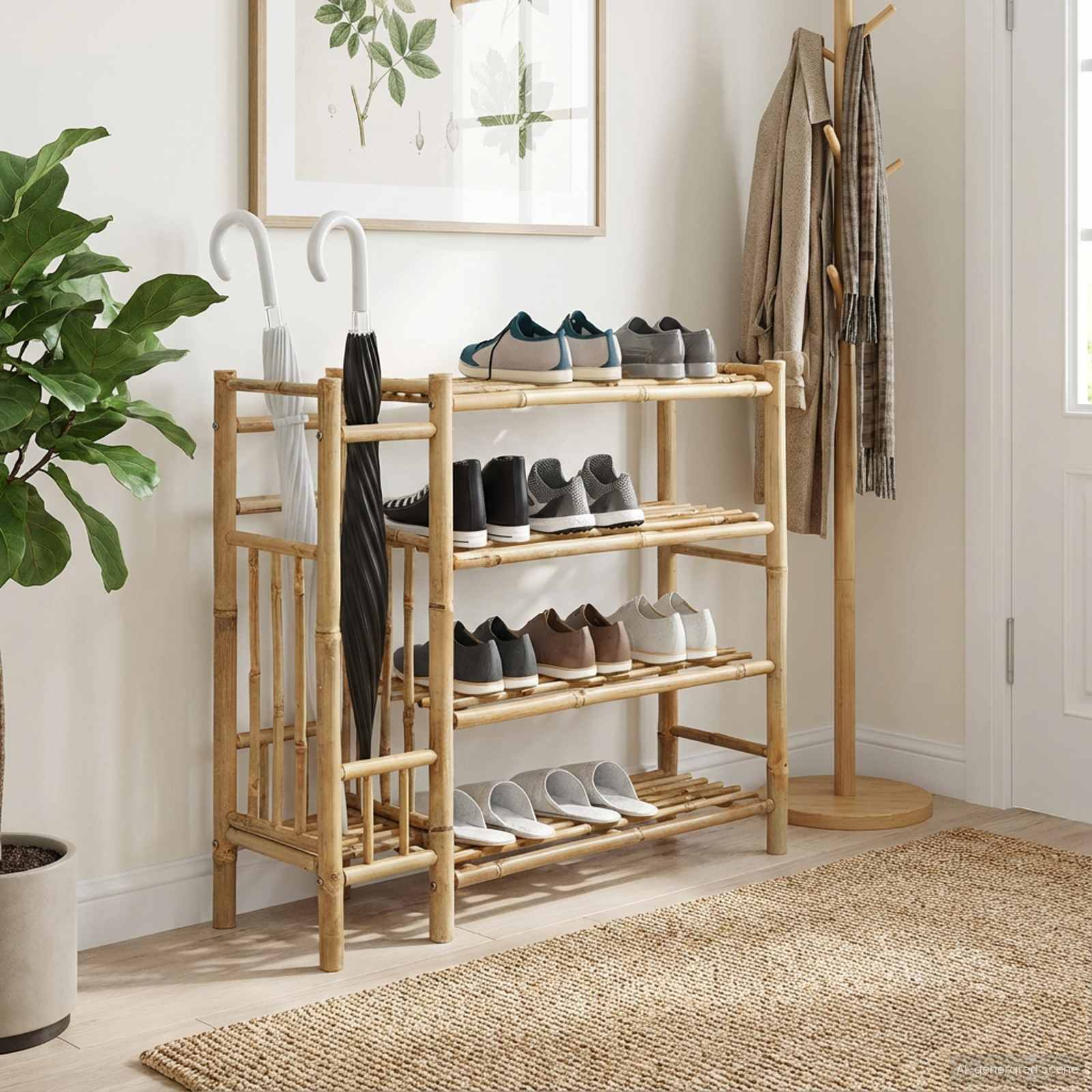 Skoställ 88 X 27 X 80 Cm Bambu Naturlig