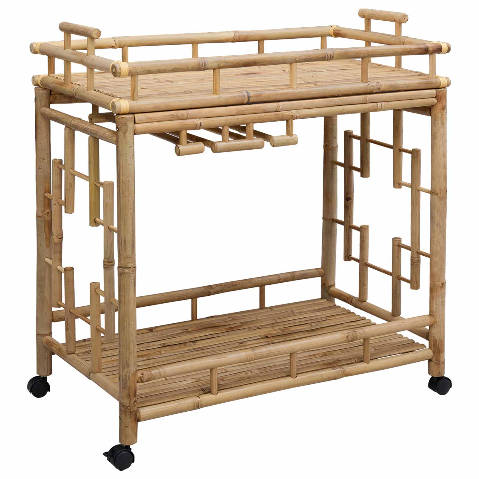 Vinvagn Med Hjul Naturfärg 85 X 50 X 93 Cm Bambus