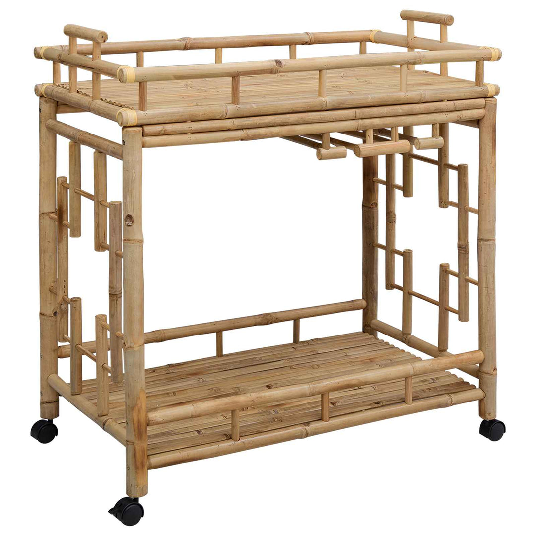 Vinvagn Med Hjul Naturfärg 85 X 50 X 93 Cm Bambus