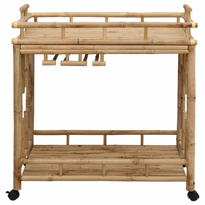 Vinvagn Med Hjul Naturfärg 85 X 50 X 93 Cm Bambus