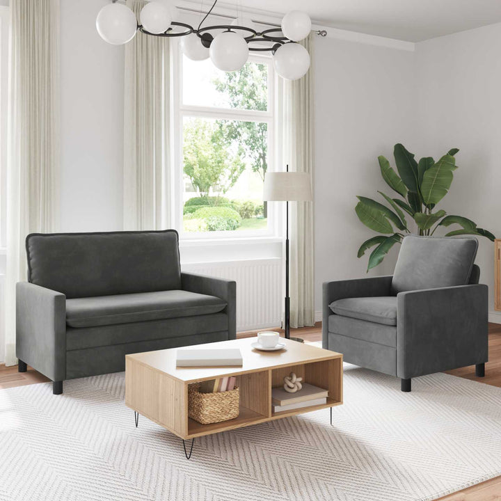 Soffset 2 Pcs Mörkgrå Sammet