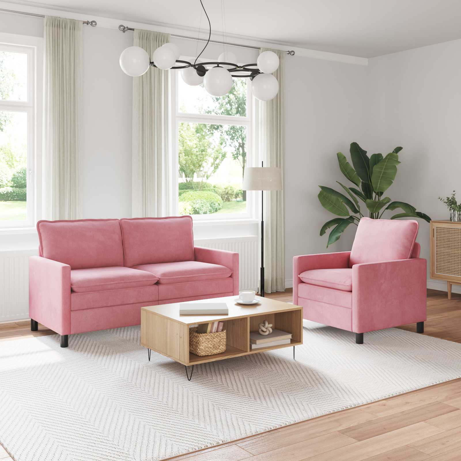 Soffset 2 Pcs Rosa Sammet