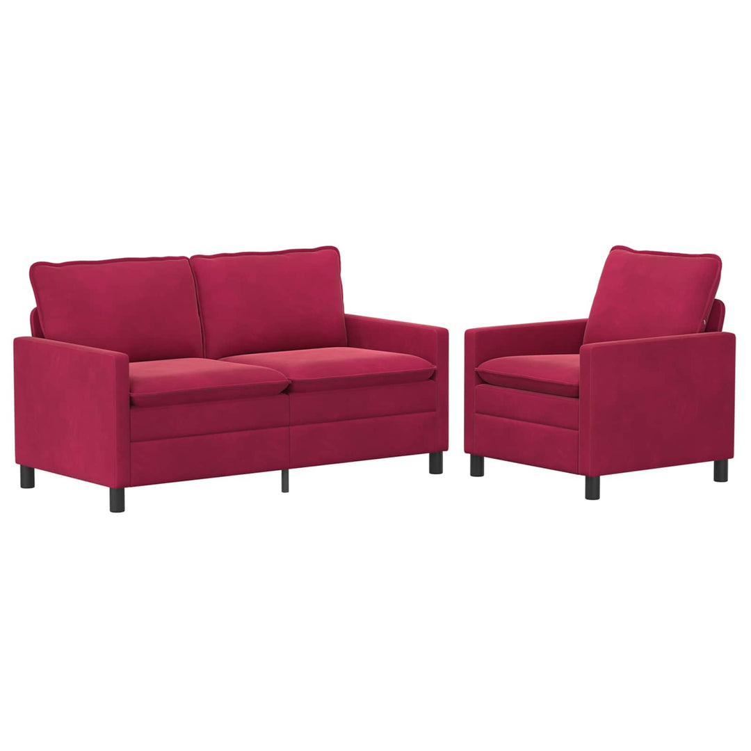 Soffset 2 Pcs Vinröd Sammet