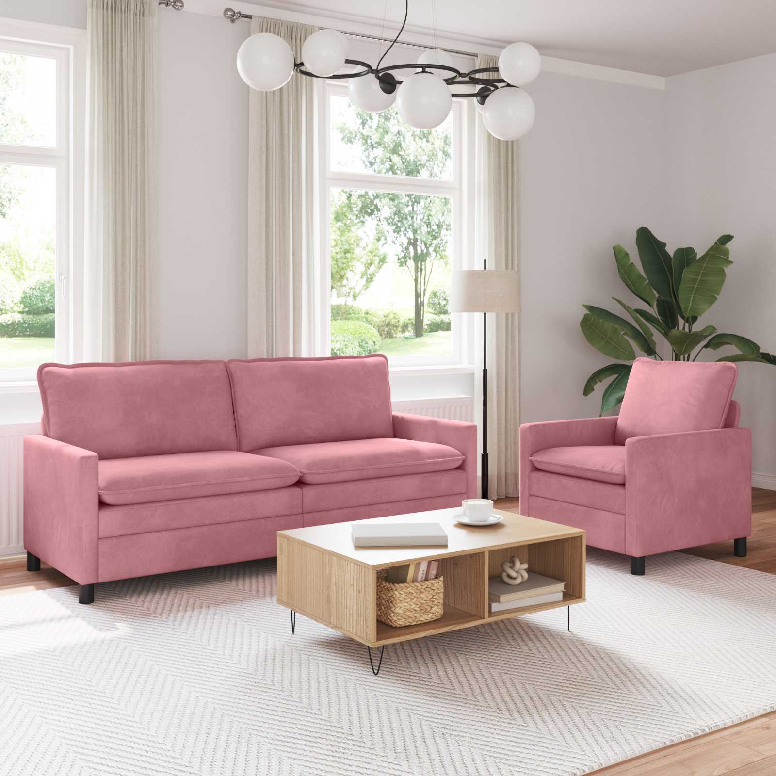 Soffset 2 Pcs Rosa Sammet