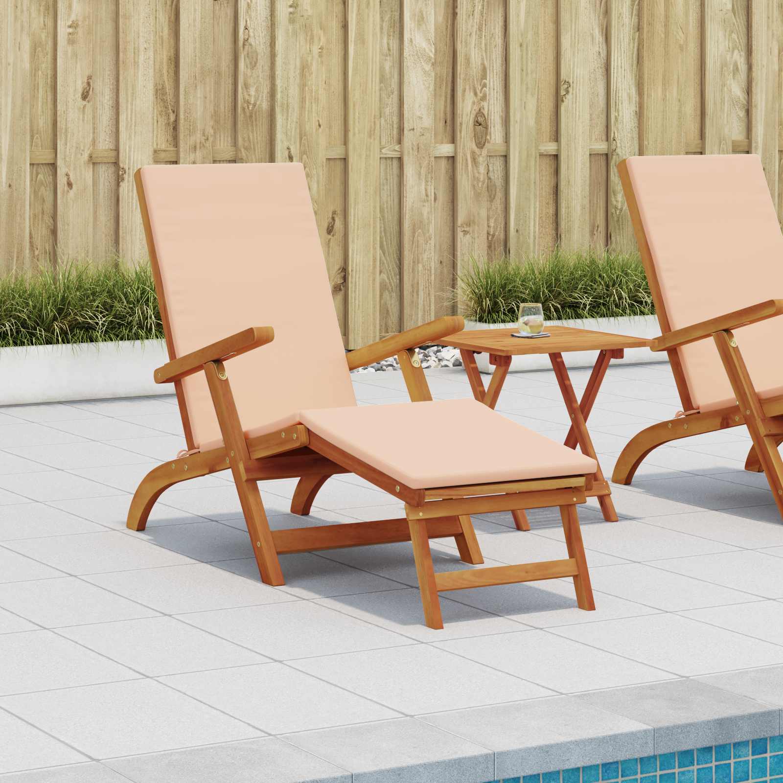 Reclining Och Fällbar Solstol 2 Pcs Beige Massivt Akaciaträ