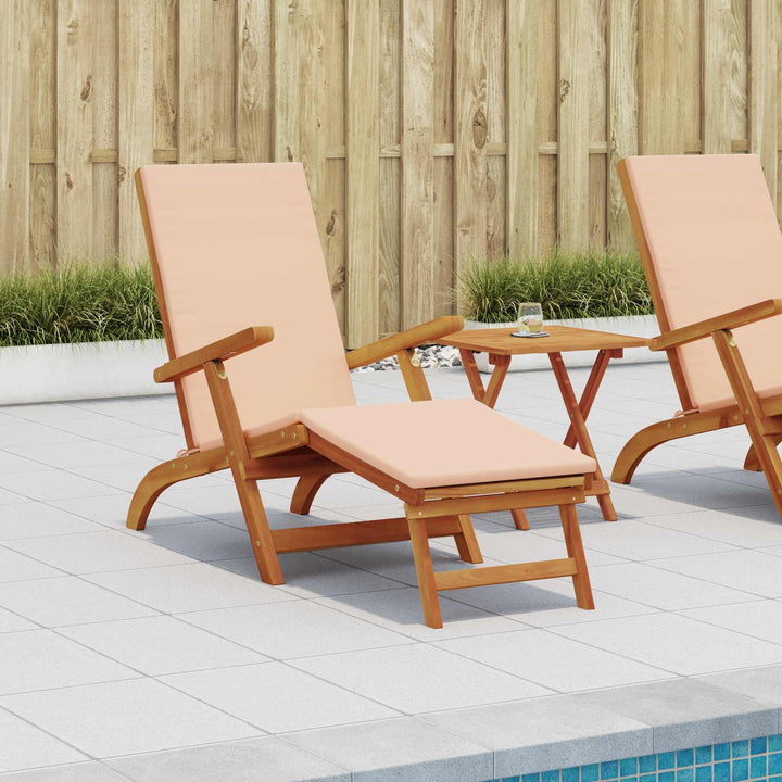 Reclining Och Fällbar Solstol 2 Pcs Beige Massivt Akaciaträ