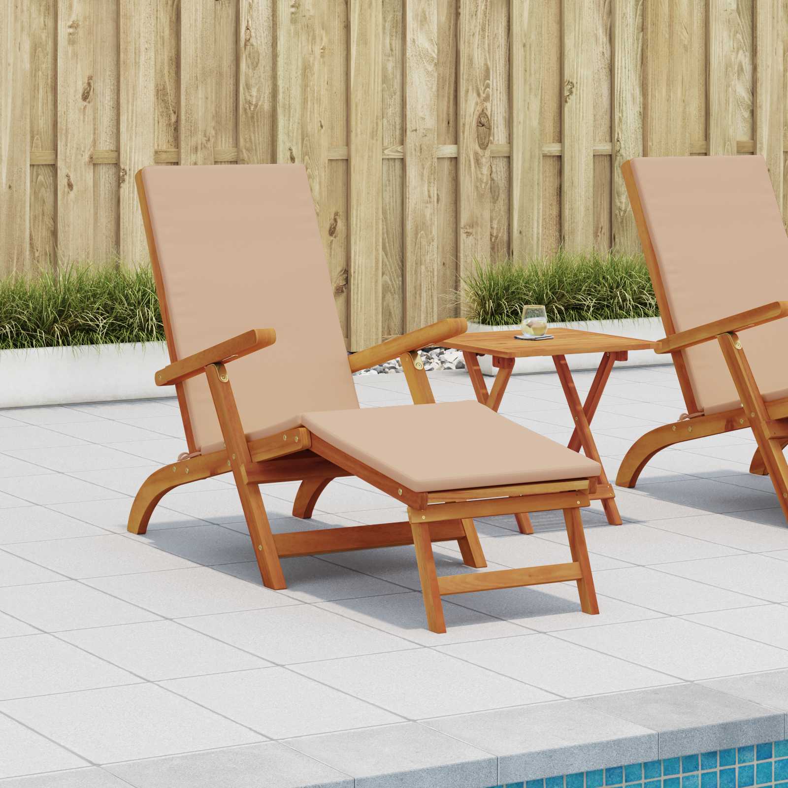 Reclining Och Fällbar Solstol 2 Pcs Taupe Massivt Akaciaträ