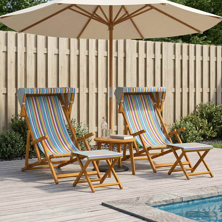 Deck Chair 4 Pcs 3 Position Massiv Eukalyptus Trä
