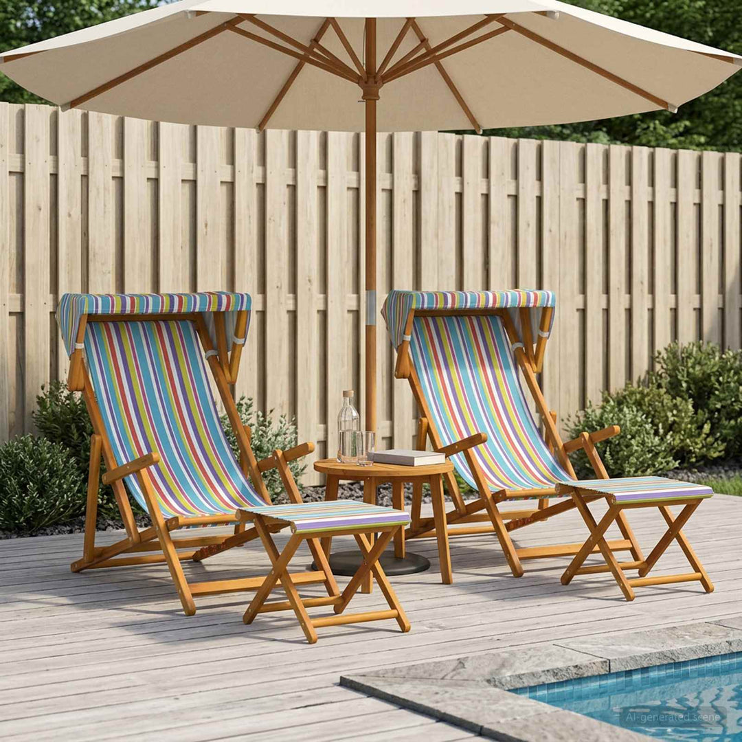 Deck Chair 4 Pcs 3 Position Massiv Eukalyptus Trä