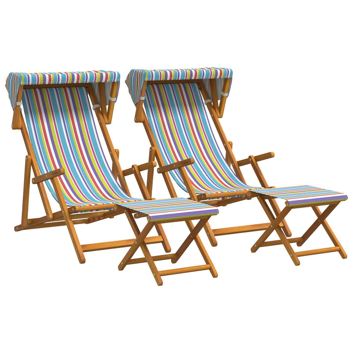 Deck Chair 4 Pcs 3 Position Massiv Eukalyptus Trä