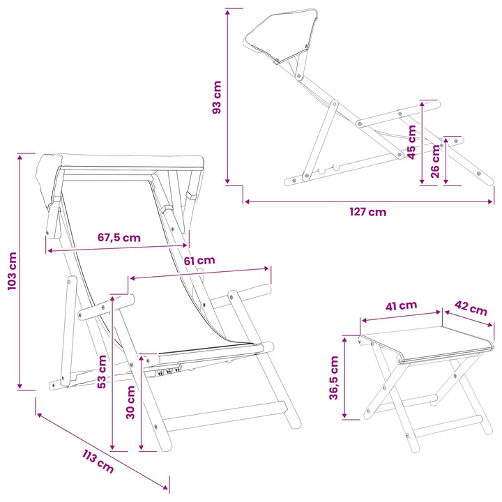 Deck Chair 4 Pcs 3 Position Massiv Eukalyptus Trä