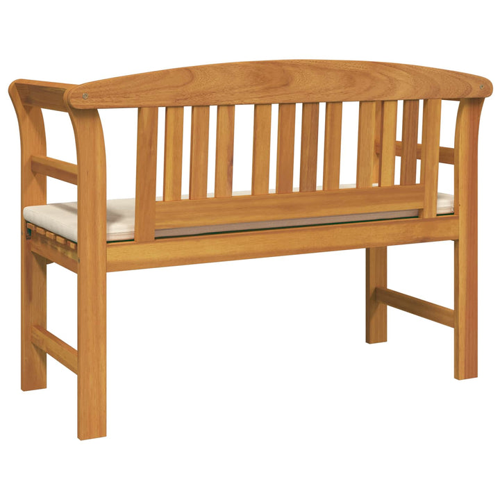 Rosabänk Med Kudde Krämvit 114 X 46 X 82,5 Cm Massivt Akaciaträ