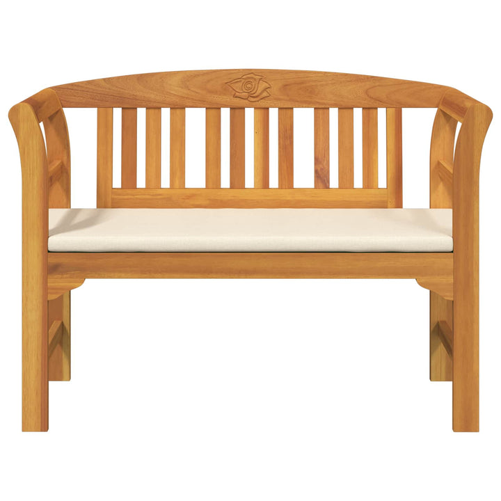 Rosabänk Med Kudde Krämvit 114 X 46 X 82,5 Cm Massivt Akaciaträ